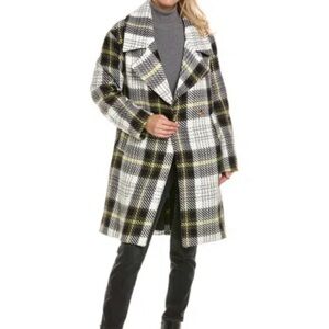 Anthropologie NVLT Plaid Women's Coat - Black, White, Yellow NWT